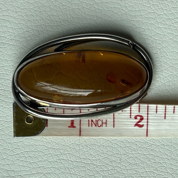 Authentic Baltic Amber and Silver Brooch and Pendant - Picture 7 of 7